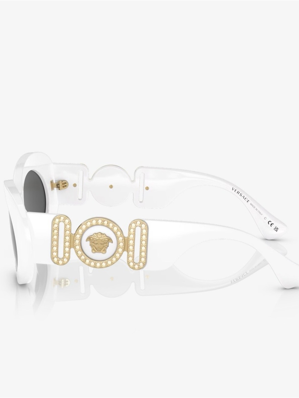 Versace White Sunglasses with Gold Medusa Emblem